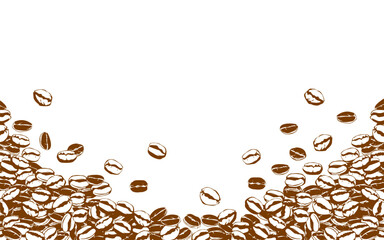 coffee background. Coffee beans in frames, border. Coffee beans background. Coffee Beans Illustration for packaging.
