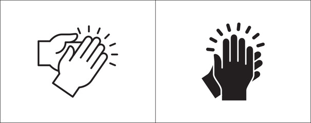 Hand clapping symbol. Hand clapping icon. Applaud icon symbol of ovation, respect, praise, cheer, and tribute. Hands gesture. Simple design in flat and outline style.