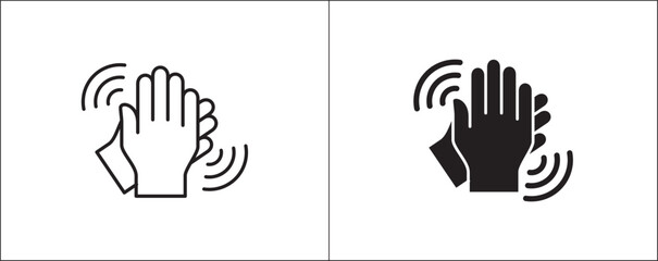 Applaud icon symbol of ovation, respect, praise, cheer, and tribute. Hand clapping icon. Hand clapping symbol. Hands gesture. Simple design in flat and outline style.