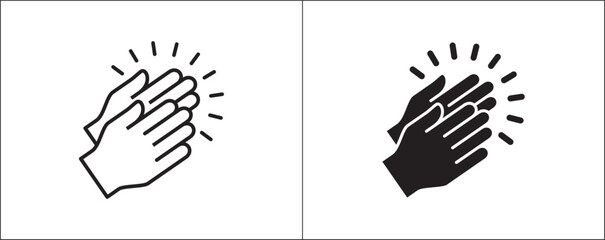 Hand clapping icon. Hand clapping symbol. Applaud icon symbol of ovation, respect, praise, cheer, and tribute. Hands gesture. Simple design in flat and outline style.