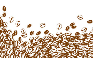 coffee background. Coffee beans in frames, border. Coffee beans background. Coffee Beans Illustration for packaging.