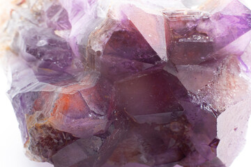 Purple and red amethyst crystal natural point cluster, purple quartz crystal amethyst with iron and...