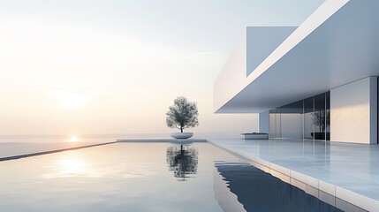 A contemporary white building exuding an aura of sophistication and style