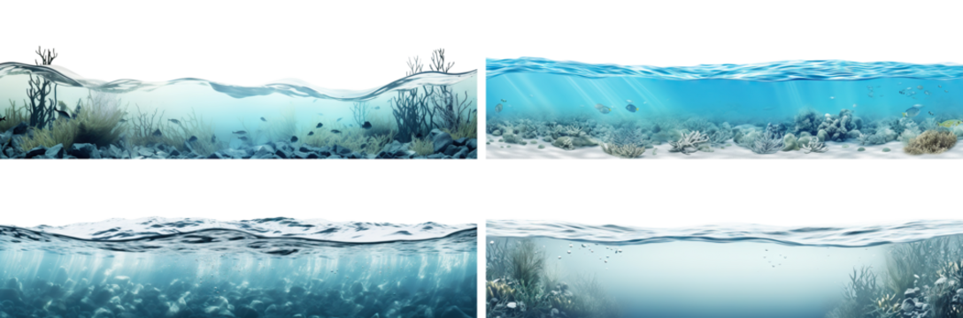 Set of serene underwater seascapes, cut out