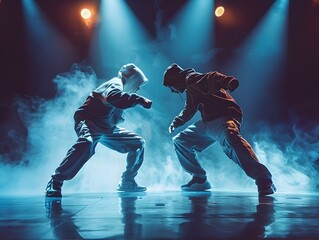 Hip Hop Dancers Showcasing Their Competitive Skills on Stage