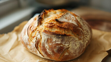 Freshly made bread, tabletop photography of fresh baked traditional bread. 