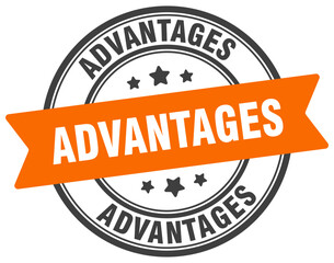 advantages stamp. advantages label on transparent background. round sign