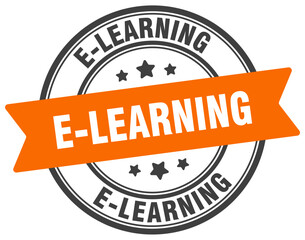e-learning stamp. e-learning label on transparent background. round sign