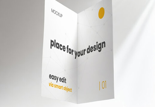Bifold Page Flyer Brochure Floating Mockup 02 Generative Ai