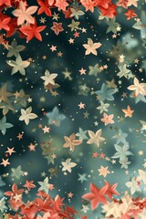 Minimalist desktop wallpaper featuring abstract olive green and salmon pink stars against a black background, evoking introspection and subtle rage.