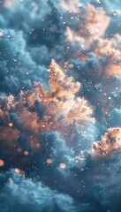 Fototapeta premium Time travel in powdered sugar and silver hues, minimalist desktop wallpaper with negative space and a hint of rage.