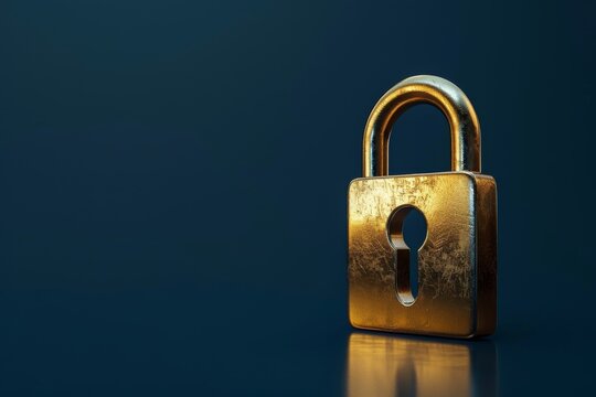 Golden padlock with SSL text on a blue background, symbolizing secure encryption.