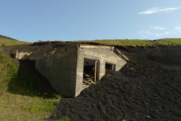 House completely destroyed during the 1973 Volcanic eruption in Eldfell. Part of the Eldheimar...