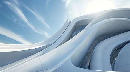 The sleek contours of a contemporary white building defining the cityscape