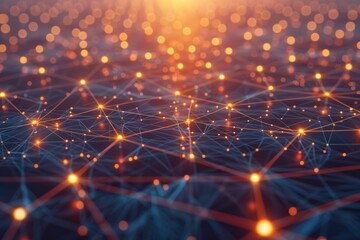 A close up of a network of glowing spheres