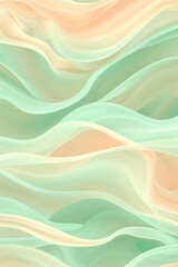 A gentle merging of mint green and peach waves, flowing together in a soothing and refreshing pattern reminiscent of a soft spring breeze.