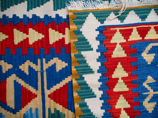 knitted fabric texture with a pattern, Turkish carpet