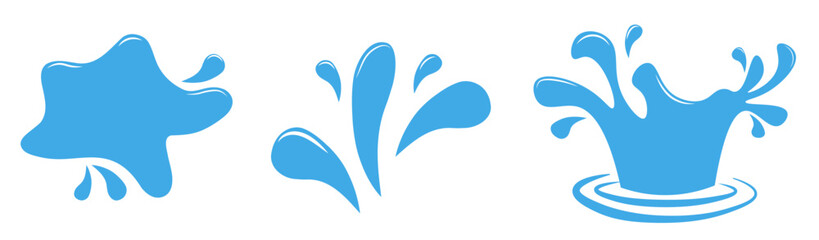 Set with water splash on white background