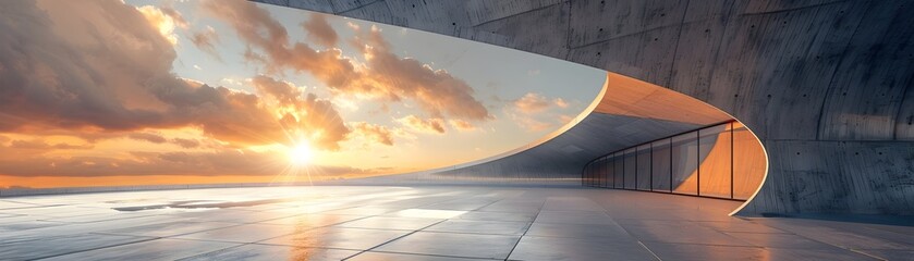 Captivating Architectural Masterpiece at Sunset A Striking Blend of Art Culture and Modern Design