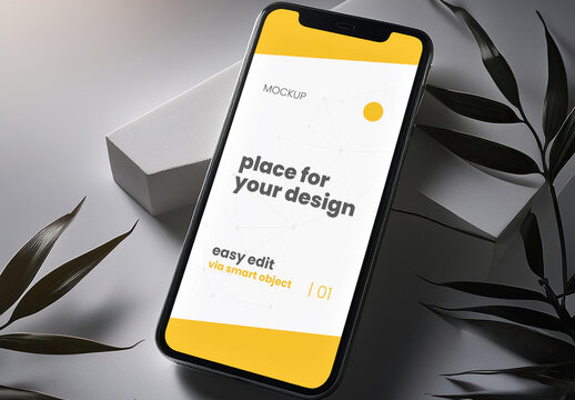 Cellphone stand with some plants Generative Ai