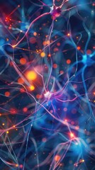 Fototapeta premium Nerve connections forming a network, vibrant colors illustrating signal transmission,