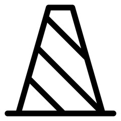 traffic cone line icon isolated on white background