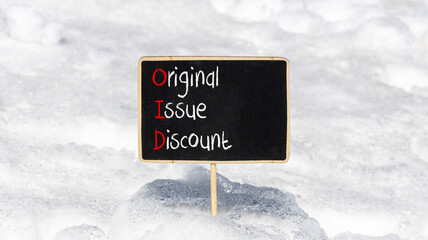 OID original issue discount symbol. Concept words OID original issue discount on beautiful yellow...