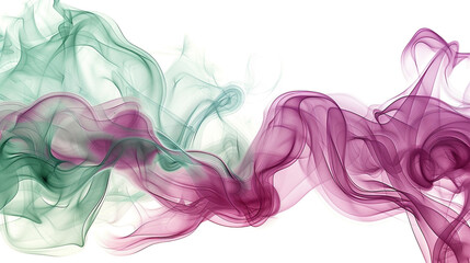 Fototapeta premium Deep smokey magenta and soft green waves, offering a bold floral feel on a solid white background.