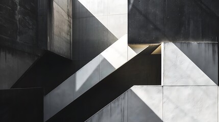 Geometric lines and angles intersecting to create a dynamic composition, adding depth to a minimalist setting.
