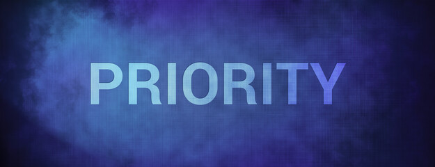 Priority isolated on fabric blue banner background abstract