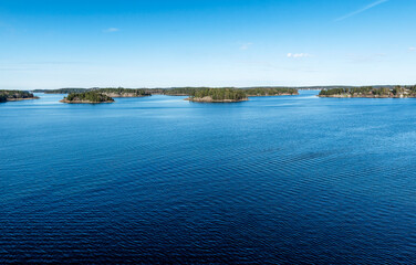 Panoramic view of the islands in the archipelago of Stockholm. Sweden. Water landscape