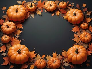 Autumn's Bounty: A Circle of Pumpkins Adorned with Floral Designs