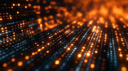 A computer generated image of a bright orange and blue line of dots