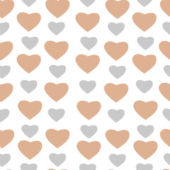 Seamless pattern with beige hearts on white background