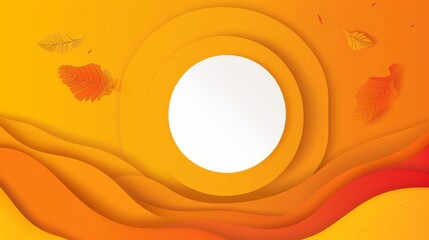 autumn leaves background paper cut style