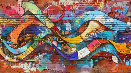 Obraz premium This is an abstract painting. The colors are vibrant and the shapes are fluid. The painting has a sense of energy and movement. It would be a great addition to any home or office.