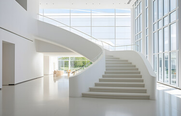 modern stairway in a beautiful white building