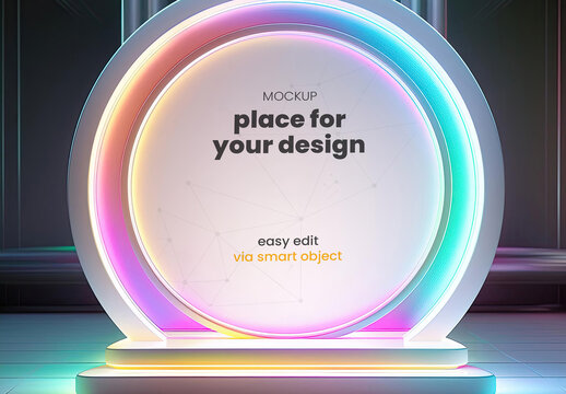 Colorful rounded futuristic billboard advertising mockup 03 Generative Ai