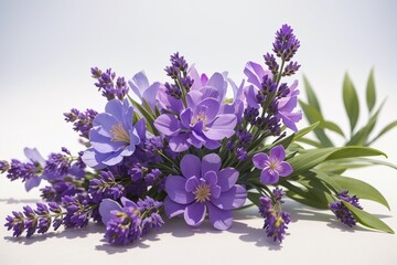 Lavender flower bouquet photography on white background