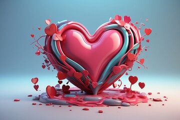 Valentine's Day Melting 3D heart illustration