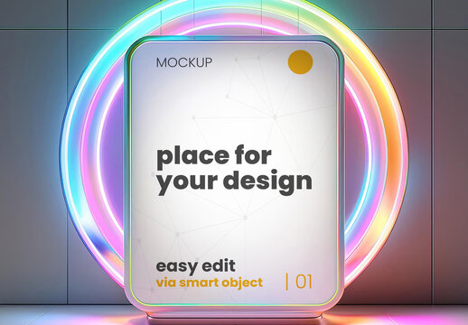 Colorful futuristic billboard advertising mockup 01 Generative Ai