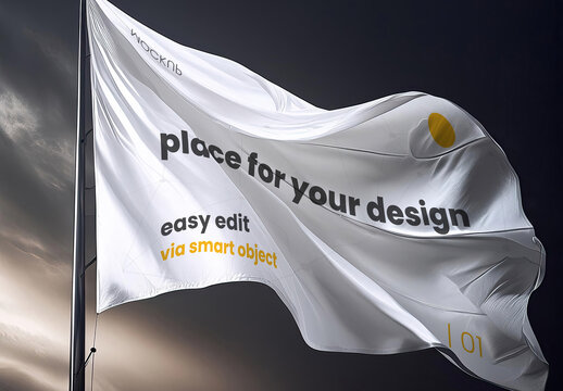 Dramatic Flag waving in dark background mockup 03 Generative Ai
