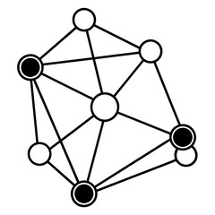 Vector Black and White Network Connection Icon on White Background for Connectivity, Indicating Internet Access and Data Transmission