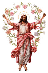 Obraz premium PNG Jesus in embroidery style art representation spirituality