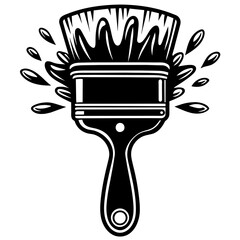 Vector Black and White Paintbrush Icon for Creativity or Design, Signifying Artistic Expression and Graphic Creation in Digital Platforms