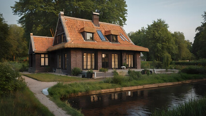 Fototapeta premium Classic House in Githeron Village in Netherlands