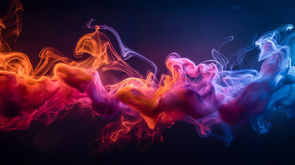 Obraz premium A colorful smoke trail with red, orange, and blue colors