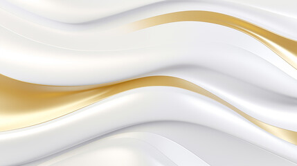 Abstract white wavy background with streaks of gold color. Textured backdrop. Elegant white modern architecture art.