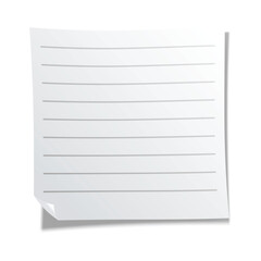 Lined sticky note. Blank note paper sheet. Information reminder. Notepad or memo message, paper sheet. Vector illustration