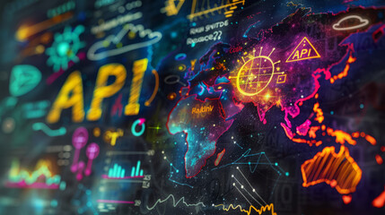 API Technology Concept: Colorful Graffiti Style Illustration	